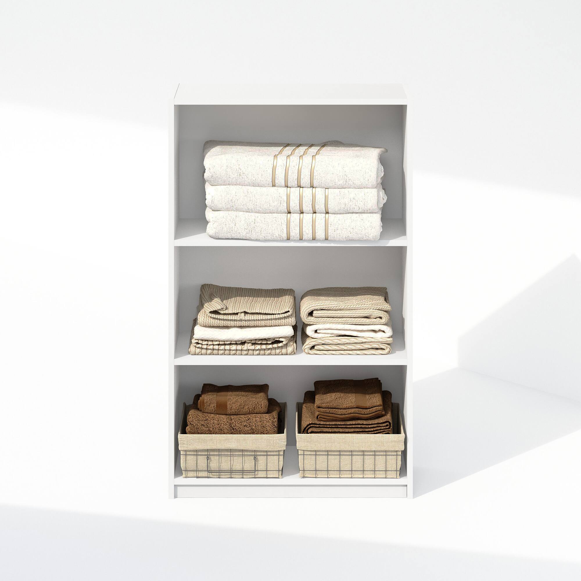 Alt View 4. Furinno - Reed 3-Tier Multipurpose Adjustable Shelf Clothing & Closet Storage Organization - White.