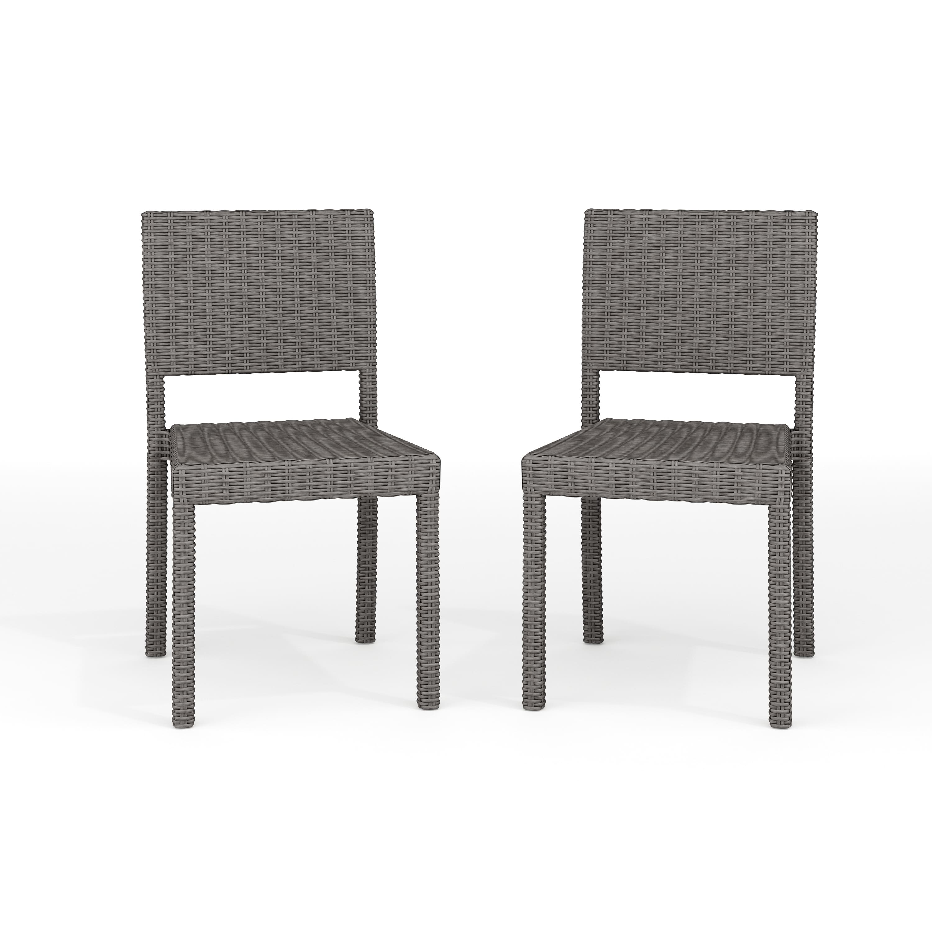 Martha Stewart - Bedford 2PK Outdoor Rattan Wicker Stackable Side Dining Chairs - Gray