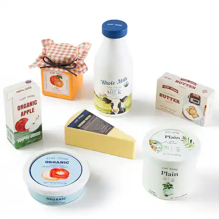 TINY STORE
TINY STORE JUICE Fruit Orange 100% Sporal STORE
TINY ORGANIC APPLE STORE CHEESE TINY CHEDDAR 100% JUICE
TINY STORE ORGANIC -FARMSTYLE- CREAM CHEESE SPREAD NET WT. 8 OZ(227g)
Whole Milk DHA OMEGAS ORGANIC MILK Grade A
PLEASE usx TINY BUTTER STORE TINY SALTED PLANT STORE ESTILE 150 23% MILK- BUTTER 81% SALTED- NET $,700 BUTTER FAT 02321g
TINY STORE Plain Greek Nonfat Yogurt 16g Og Added vegan! NET WT. 12 OZ(907g)
TINY STORE Plain 16g 0g
Think STORE ORGANIC - VOLK COOKE SPREAD
Milkfore Vegues
NET WT. 32