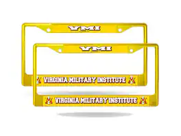 Rico Industries - VMI Keydets (Set of 2) Yellow Painted Chrome Metal License Plate Frames - Multi