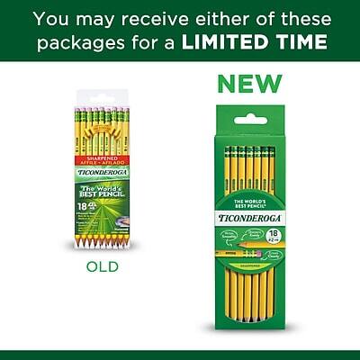 You may receive either of these packages for a LIMITED TIME

NEW
TICONDEROGA
The World's BEST PENCIL
18

OLD
TICONDEROGA
The World's BEST PENCIL
18