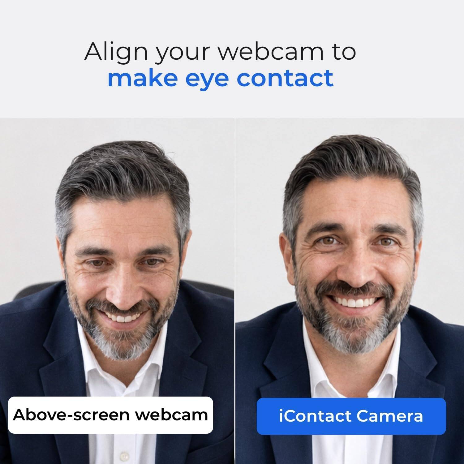 Align your webcam to make eye contact

Above-screen webcam

iContact Camera