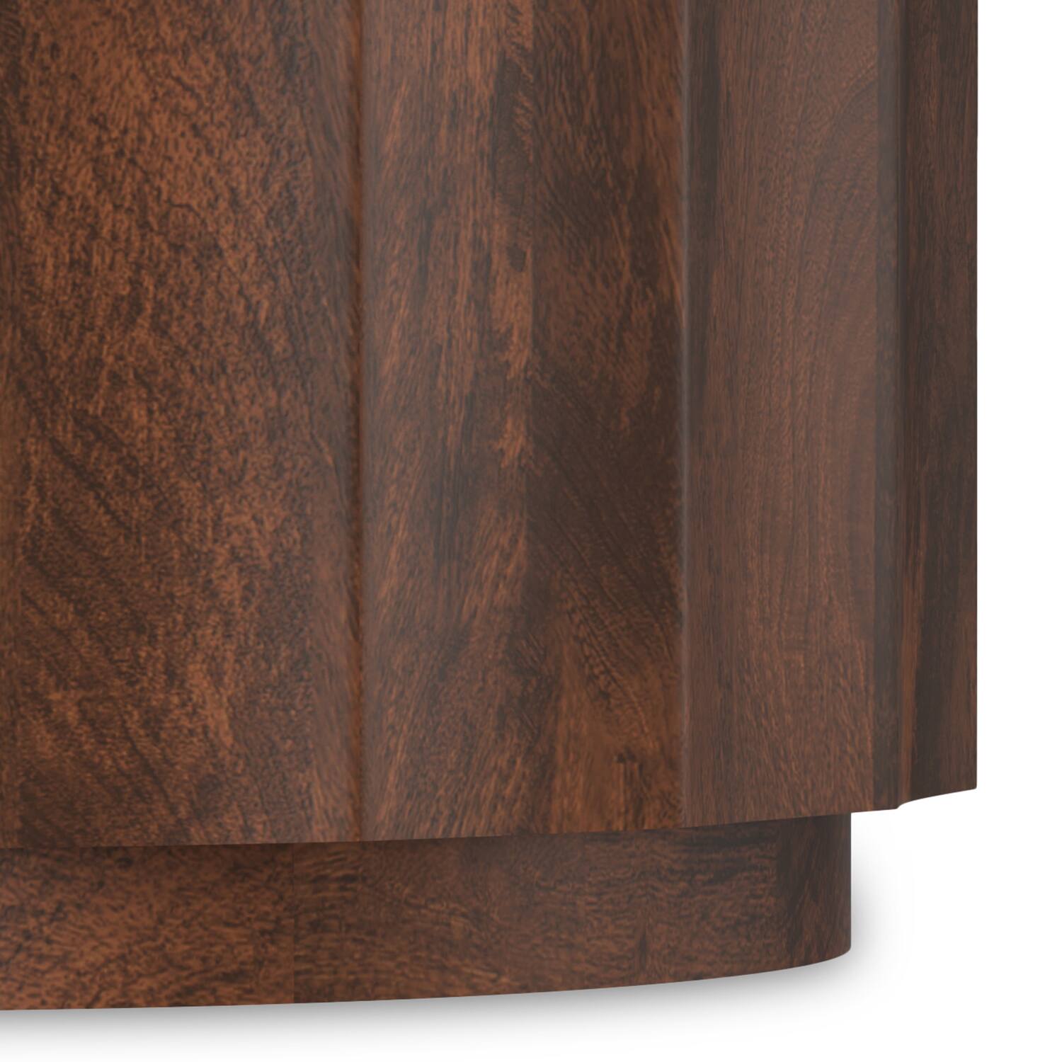 Alt View 7. Simpli Home - Trenton SOLID MANGO WOOD 32 inch Wide Round Contemporary Coffee Table in Walnut Brown, Fully Assembled - Walnut Brown.