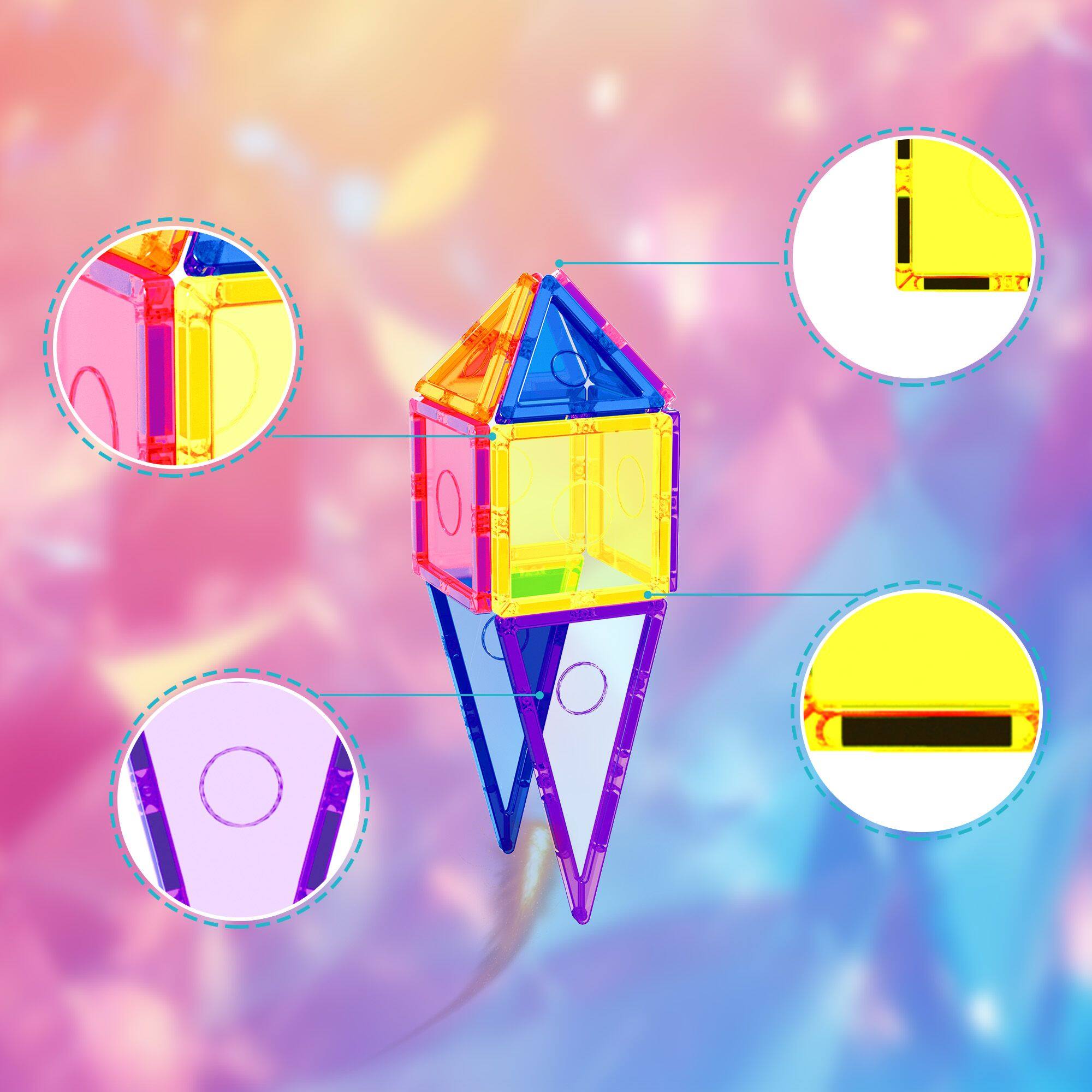 Alt View 3. Everplay - EverPlay 24 PC Magnetic Tiles, Magnetic Building Blocks for Kids, Magnet for Kids 3+.