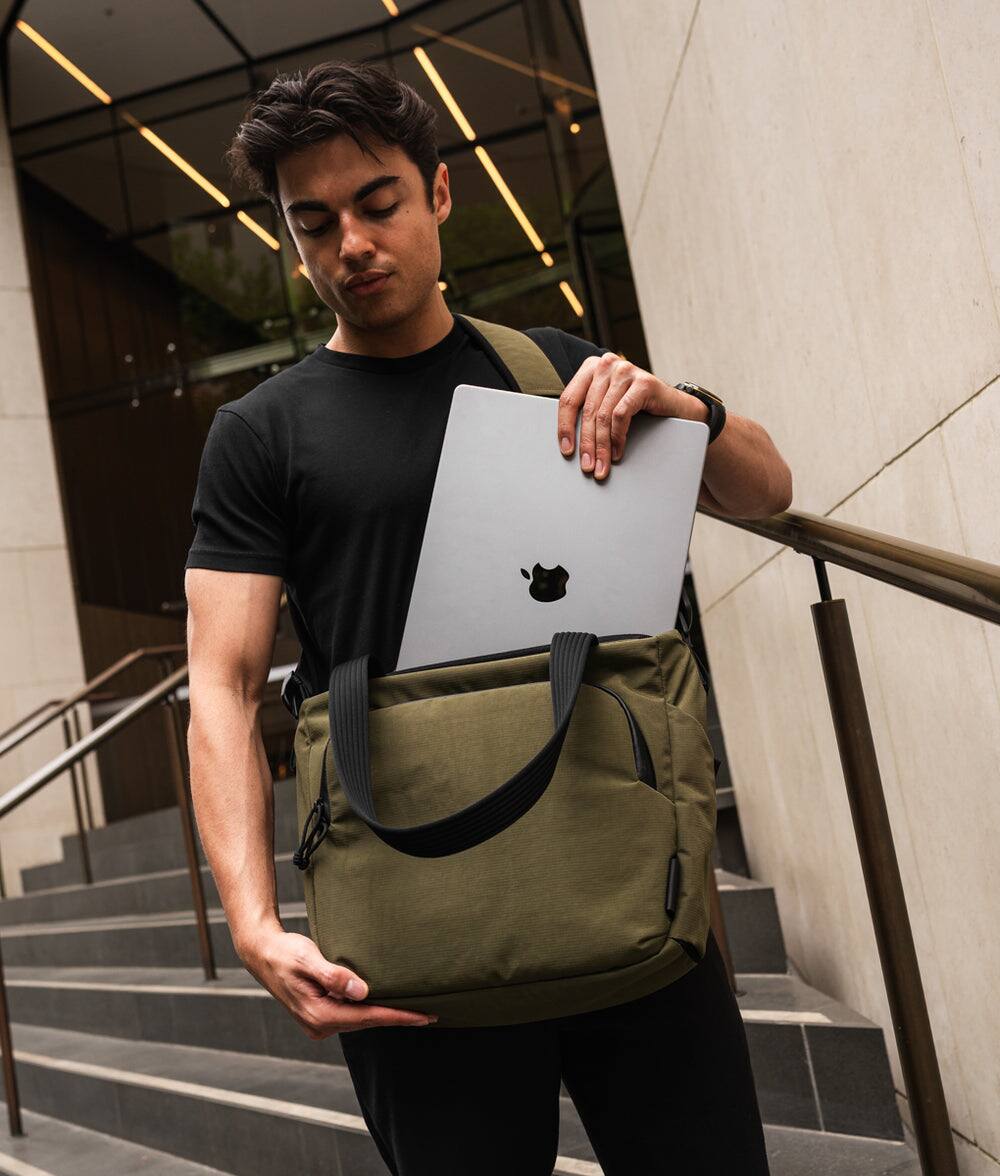Alt View 7. ALPAKA - Bravo Tote V2 Work & Travel Laptop Tote Bag, Fits 16” MacBook Pro + 14” Tablet - Green Axoflux 400D.