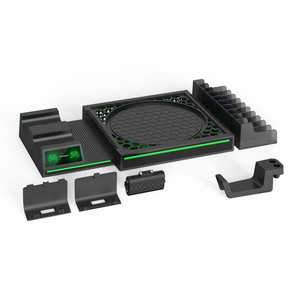 Back. Dobe - Xbox Series X TYX-1622 Organizer Charging Dock for Controllers, Headset hanger, Games Stand - BLACK.