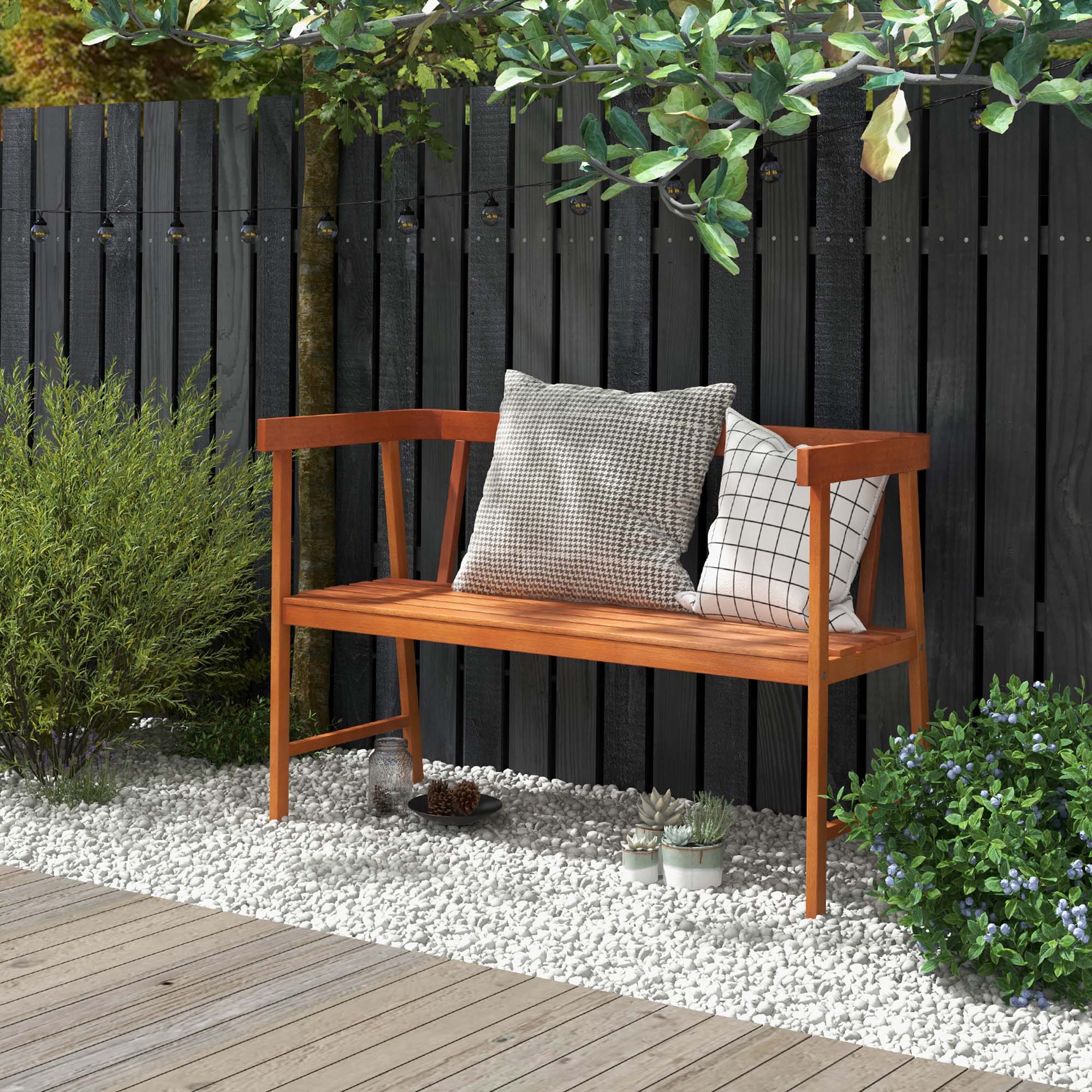 Alt View 1. Costway - Costway Patio Eucalyptus Wood Bench 2-Person Slatted Seat Backrest 800 Lbs - Natural.