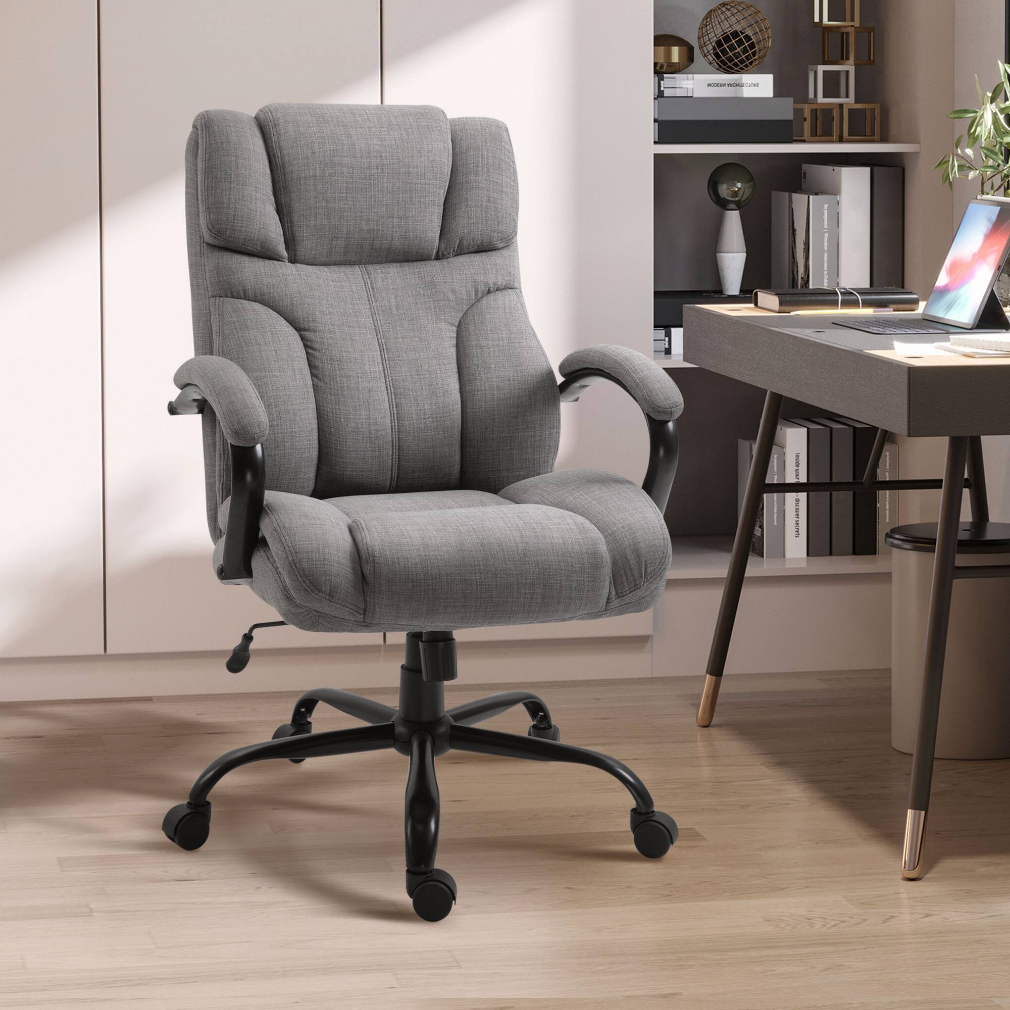 Alt View 1. Vinsetto - 500lbs Big and Tall Office Chair with Wide Seat, Executive Computer Desk Chair with Adjustable Height - Light Grey.