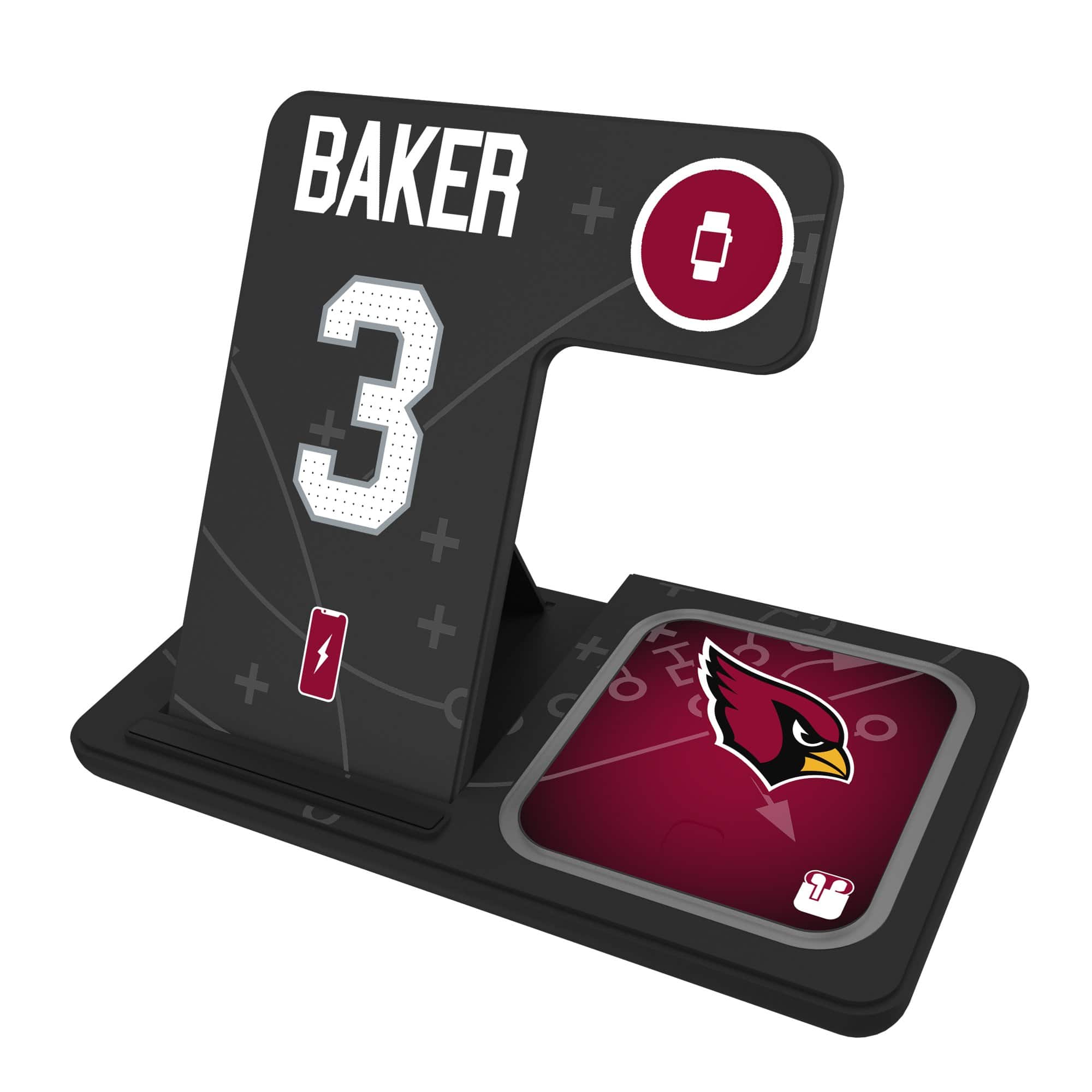 Keyscaper - Budda Baker Arizona Cardinals Ready 3-in-1 Charging Station - Black