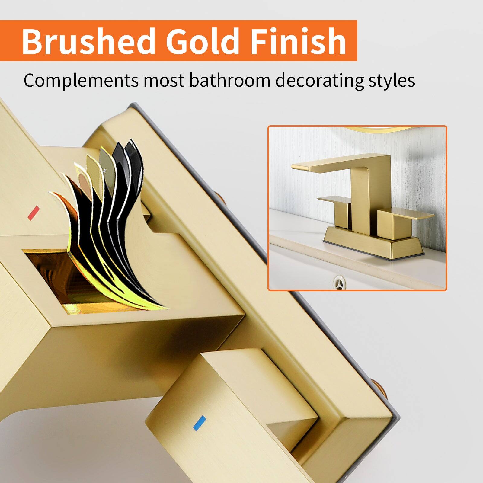 Brushed Gold Finish  
Complements most bathroom decorating styles