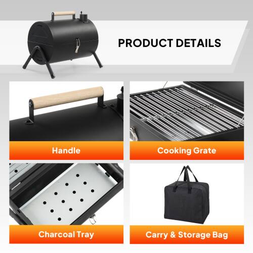 PRODUCT DETAILS

- Handle
- Cooking Grate
- Charcoal Tray
- Carry & Storage Bag