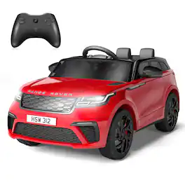 Homhougo - 12V 2-Seater Kids Electric Ride-On Car - Battery-Powered Vehicle with Remote, Music, LED Lights & Suspension - Red