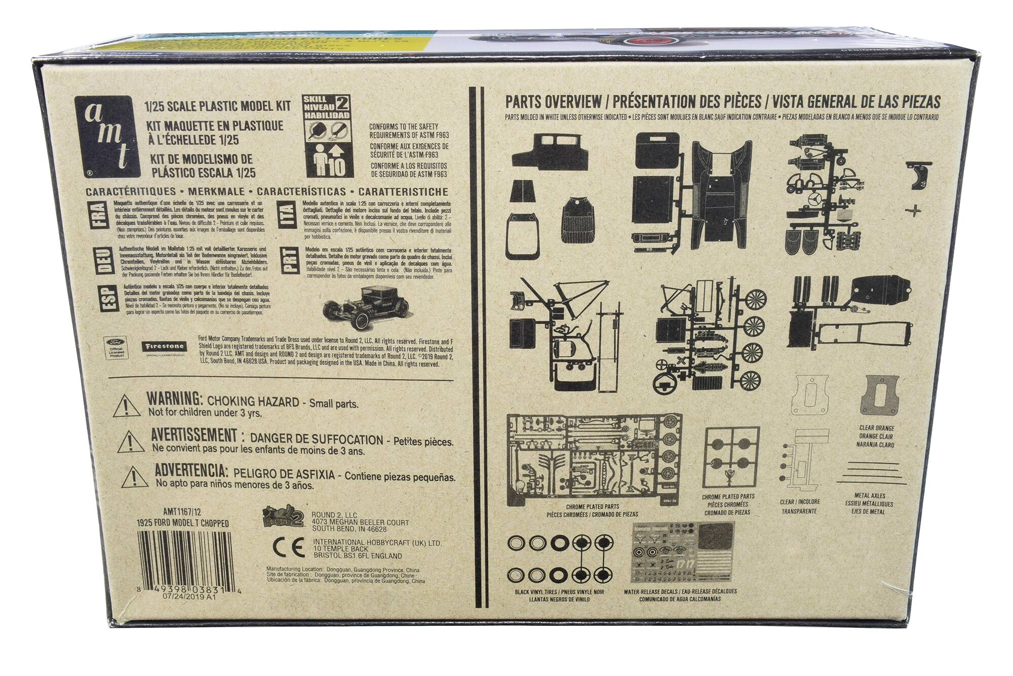 1/25 SCALE PLASTIC MODEL KIT  
NIVEAU HABILIDAD  
KIT MAQUETTE EN PLASTIQUE  
A L'ÉCHELLE DE 1/25  
KIT DE MODELISMO DE PLASTICO ESCALA 1/25  

CONFORMS THE SAFETY REQUIREMENTS OF ASTM F963  
CONFORME AUX EXIGENCES DE SÉCURITÉ DE L'ASTM F963  
CONFORME A LOS REQUISITOS DE SEGURIDAD DE ASTM F963  

PARTS OVERVIEW / PRÉSENTATION DES PIÈCES / VISTA GENERAL DE LAS PIEZAS  
PARTS IN WHITE UNLESS OTHERWISE INDICATED / LES PIÈCES SONT MONTÉES EN BLANC SAUF INDICATION CONTRAIRE / PIEZAS MONTADAS EN BLANCO MENOS QUE SE INDIQUE LO CONTRARIO  

WARNING: CHOKING HAZARD - Small parts. Not for children under 3 yrs.  
AVERTISSEMENT: DANGER DE SUFFOCATION - Petites pièces. Ne convient pas pour les enfants de moins de 3 ans.  
ADVERTENCIA: