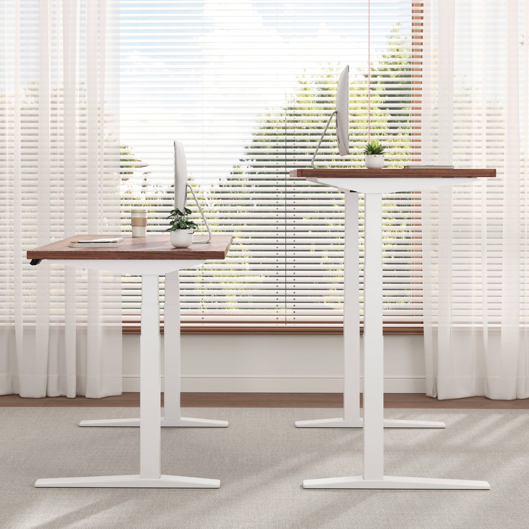 Alt View 2. FlexiSpot - FlexiSpot E7 48''W Electric Adjustable Standing Desk Chipboard, Black/White - Black.