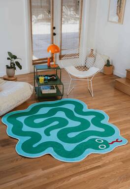 Lanyspace - 6'x6' Area Rug, Washable Rugs, Non-Slip and Tear-Resistant Soft Carpet, Spiral Snake Design Rug (Green) - Multicolor
