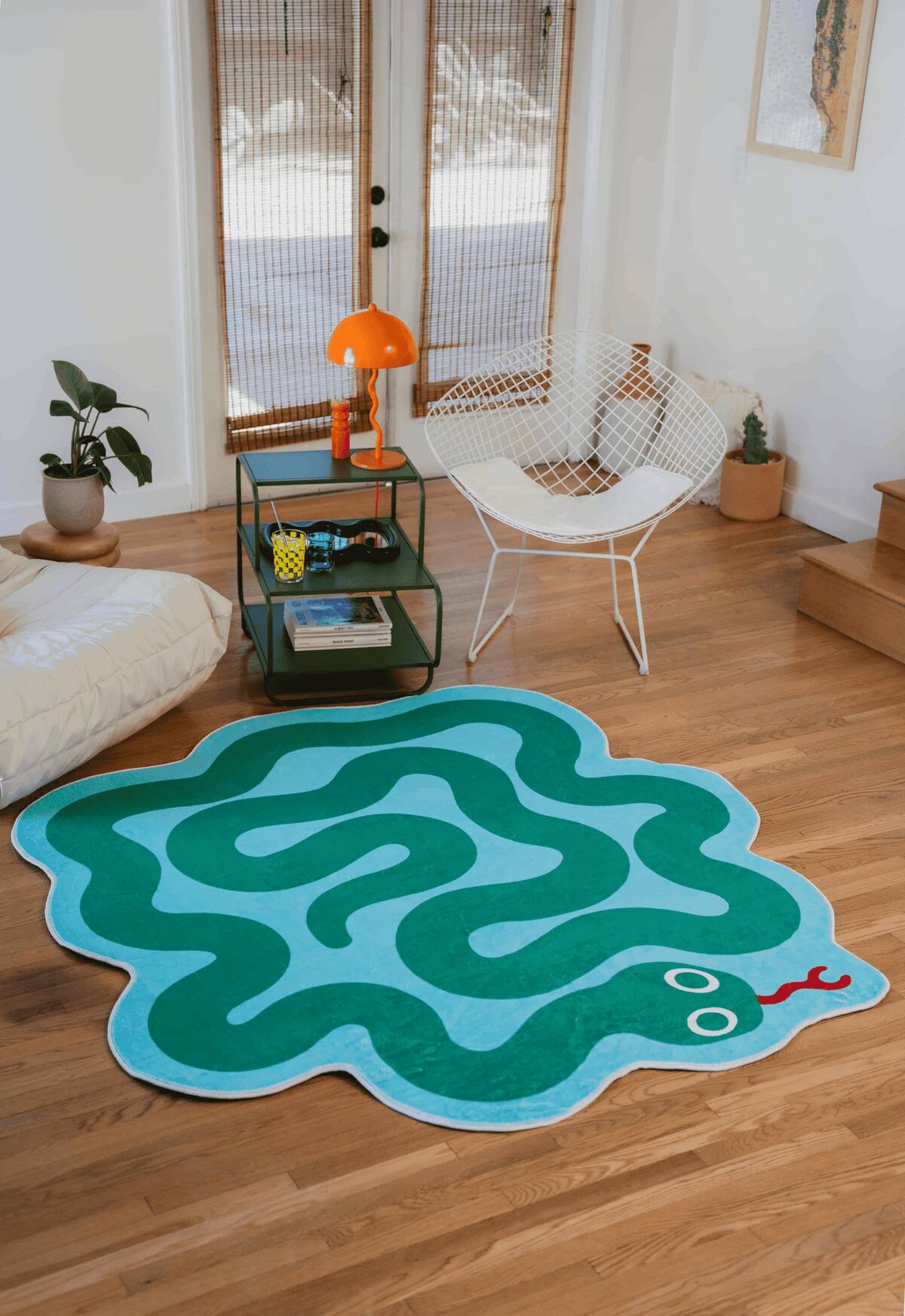 Front. Lanyspace - Lany Space Johann Banta Spiral Snake Design Rug - Multicolor.