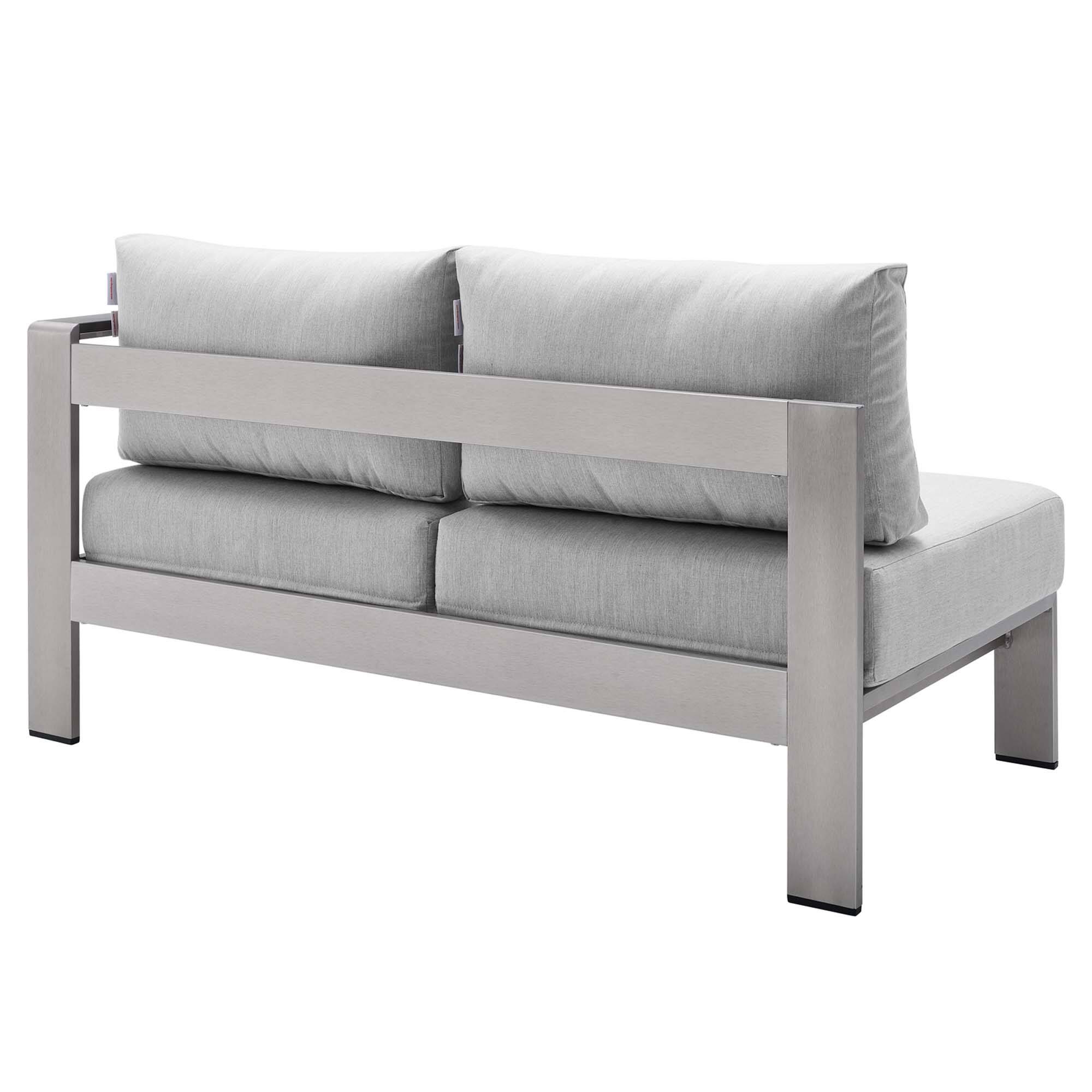 Back. Modway - Shore Sunbrella® Fabric Aluminum Outdoor Patio Right-Arm Loveseat by Modway - Silver Gray.
