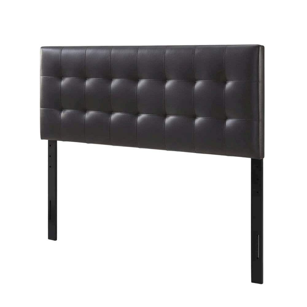 FurniFact - Upholstered Vinyl King Headboard with Elegant Padded Design and Durable Finish - Brown