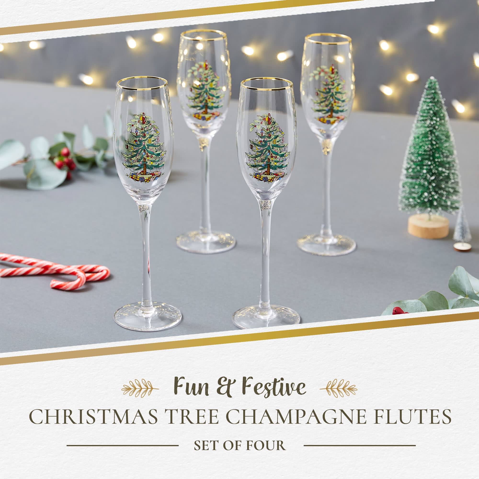 Fun & Festive  
CHRISTMAS TREE CHAMPAGNE FLUTES  
SET OF FOUR