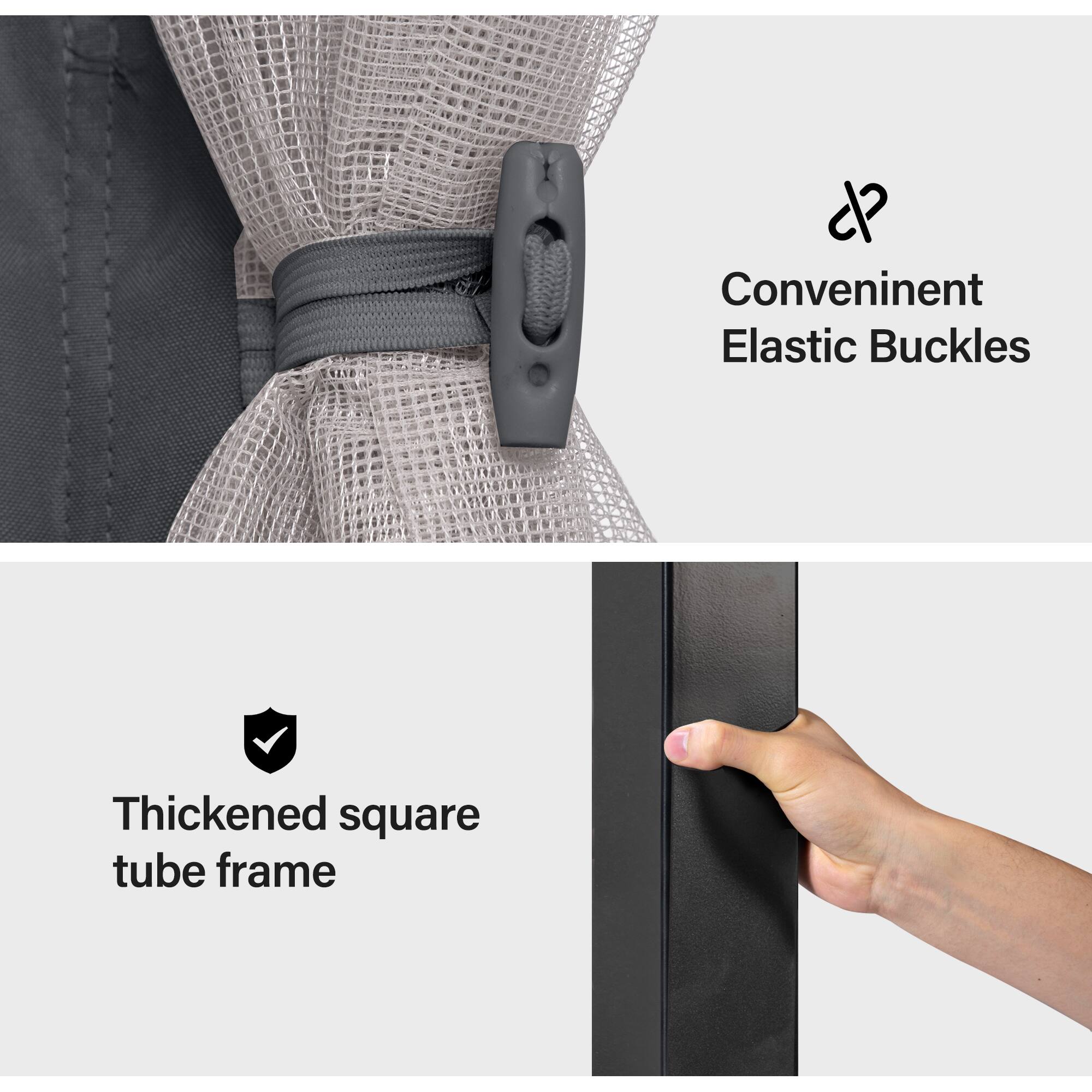 Convenient Elastic Buckles  
Thickened square tube frame