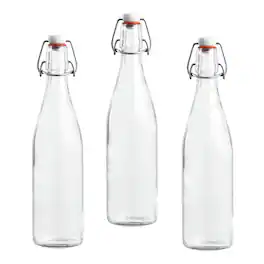 Le Parfait - Swing Top Bottles - 500ml French Glass Preserving Bottles w/Logo Stopper, 16oz/Pint (Pack of 3) 500ml Stainless