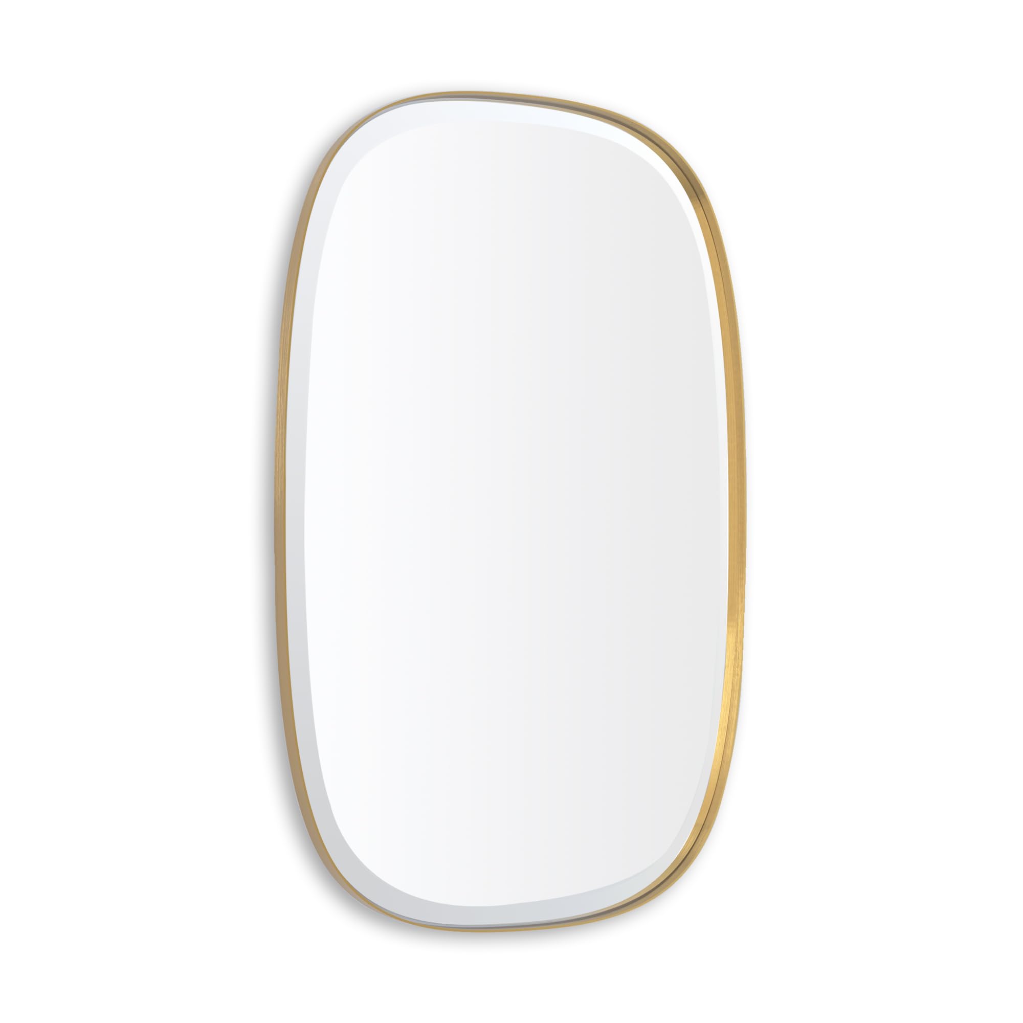 Alt View 6. Empire DigiLabs - Brushed Mirror Brass Beveled Mirrors For Bathroom Rounded Rectangle Modern Vanity Wall In Stainless Steel F - Black Arch 38"L x 24"W.