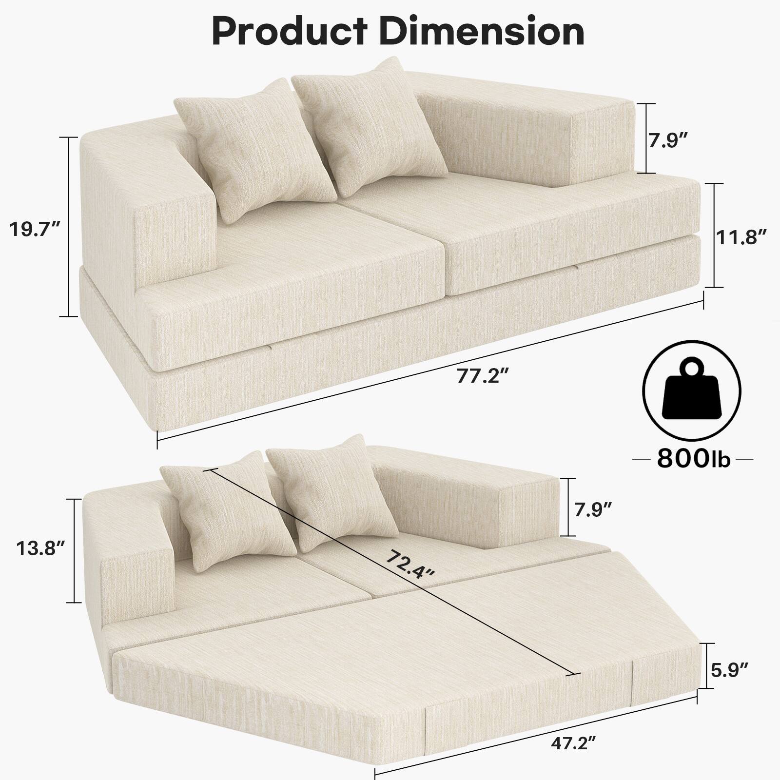 Product Dimension: 7.9" x 19.7" x 11.8" x 77.2" x 800lb x 7.9" x 13.8" x 72.4" x 5.9" x 47.2"