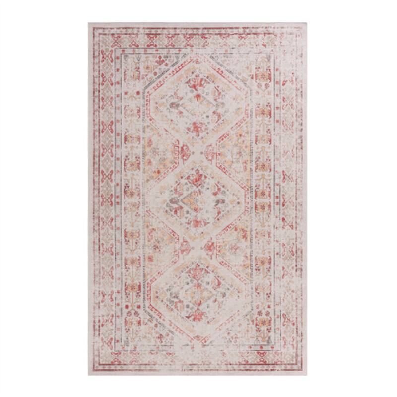 Front. HTUTWOO - Beige Foldable Washable Rug 5x8 - Chenille Area Rug,Machine Washable,Non-Slip TPR Backing,Low Pile 0.14" for Living Room - Beige.