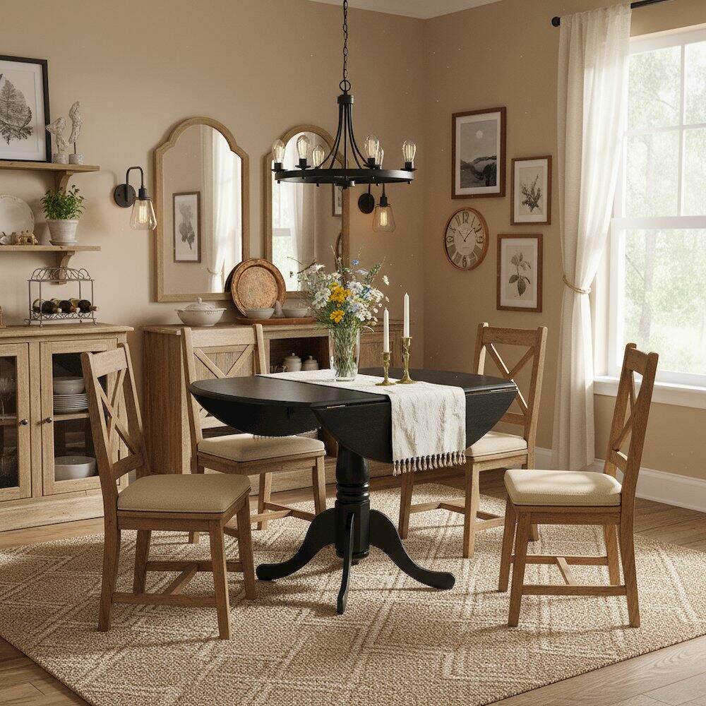 Alt View 4. FurniFact - Round Table - Brown.