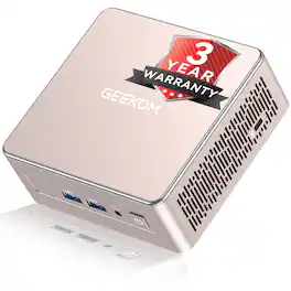 Geekom - A5 Mini PC, AMD Ryzen 5 7430U, 16GB DDR4 RAM& 512GB M.2 PCIe NVMe SSD, Windows 11 Pro Pre-installed - Rose Gold