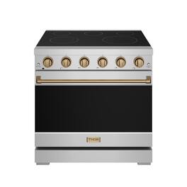 Gordon Ramsay Series by Thor Kitchen 6.0 Cu. Ft Freestanding Electric Range with Bronze Hardware - Stainless Steel