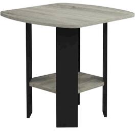 FurniFact - Grey Oak and Black Finish Side End Table for Living Room - Grey Oak/Black