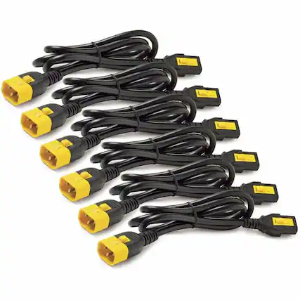 Front. APC - APC NetShelter Power Cord Kit (6 ea), Locking, C13 to C14, 1.8m, North America - For PDU - 10 A - Black - 0.07" Cord - Black Powder Coat.
