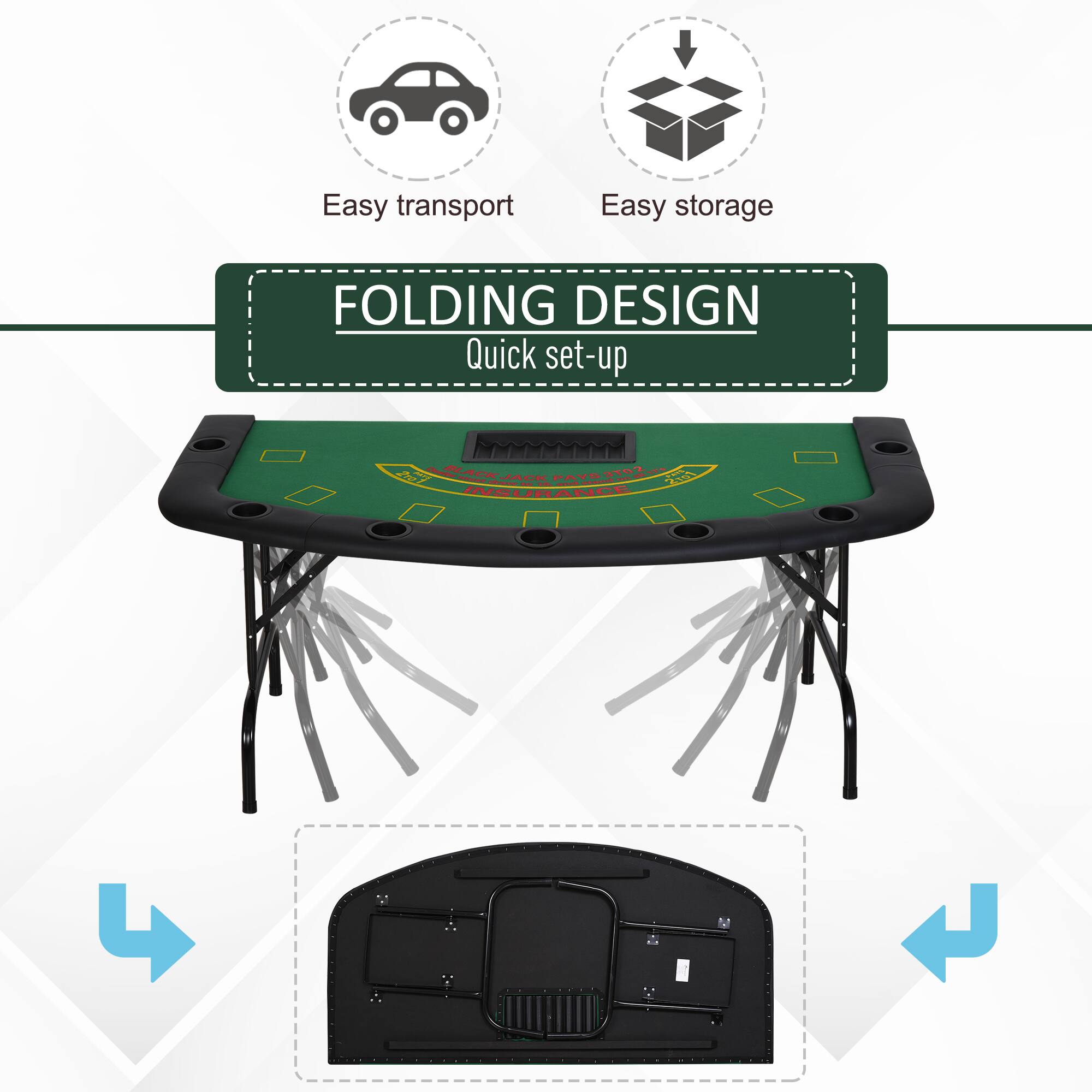 Easy transport, Easy storage, FOLDING DESIGN, Quick set-up