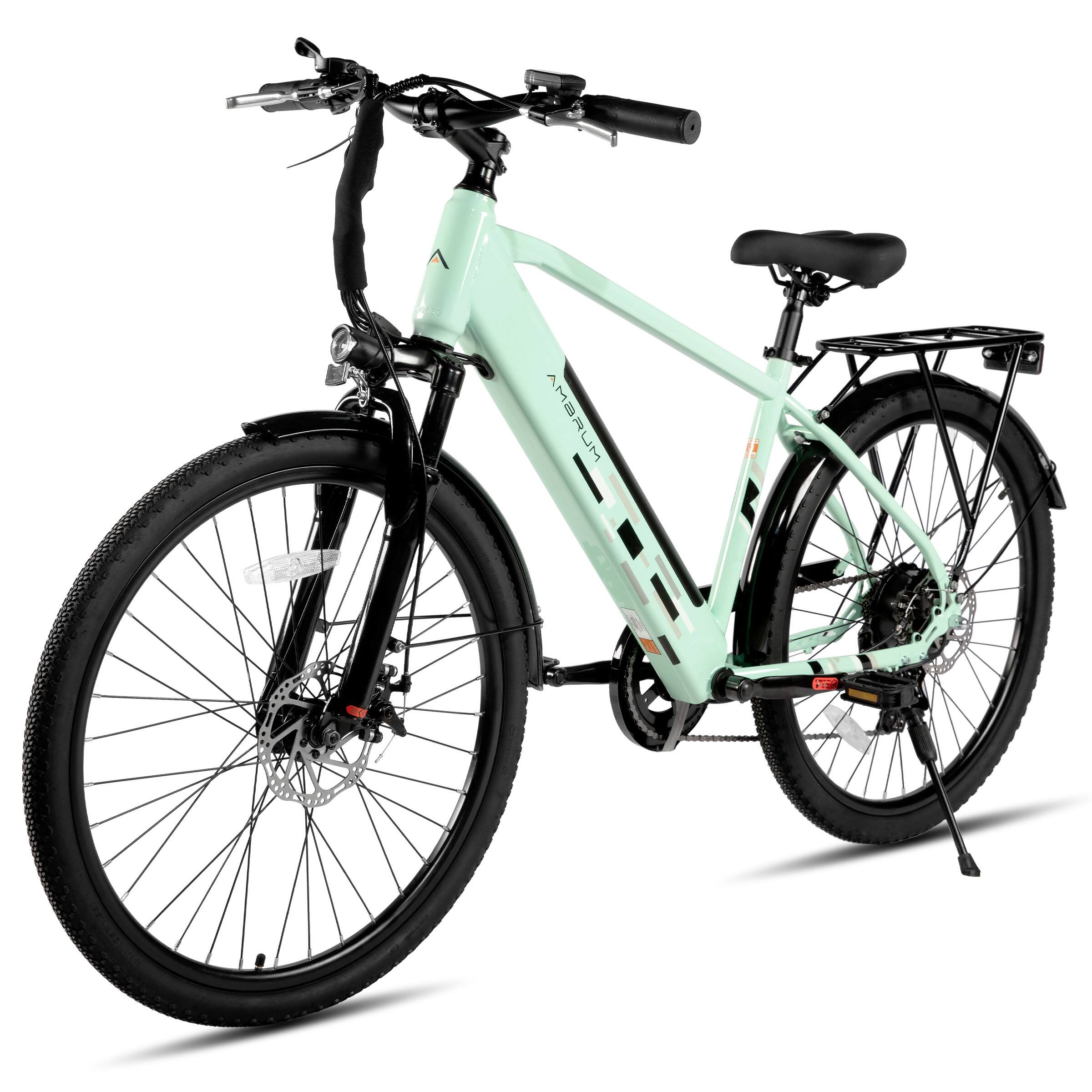 Left. HILAND - 26" Electric Bike for Men Women, 500W Electric Mountain Bike,36V 7.8AH Removable Battery, 20MPH, Green - Green.