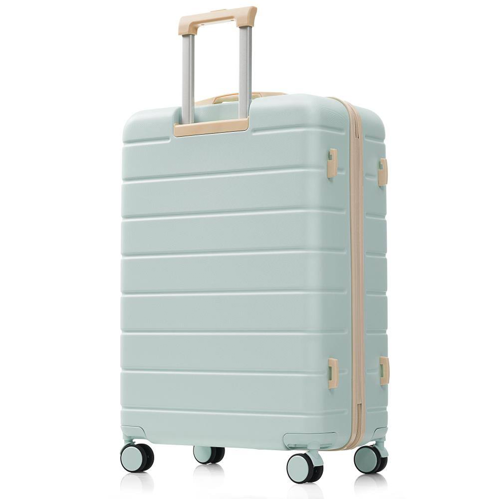 Angle. BreeBe - Premium ABS Travel Luggage Set, 3-Piece TSA Lock Suitcase Ensemble with 20, 24, 28 Sizes with 360° Spinner Wheels - Green.