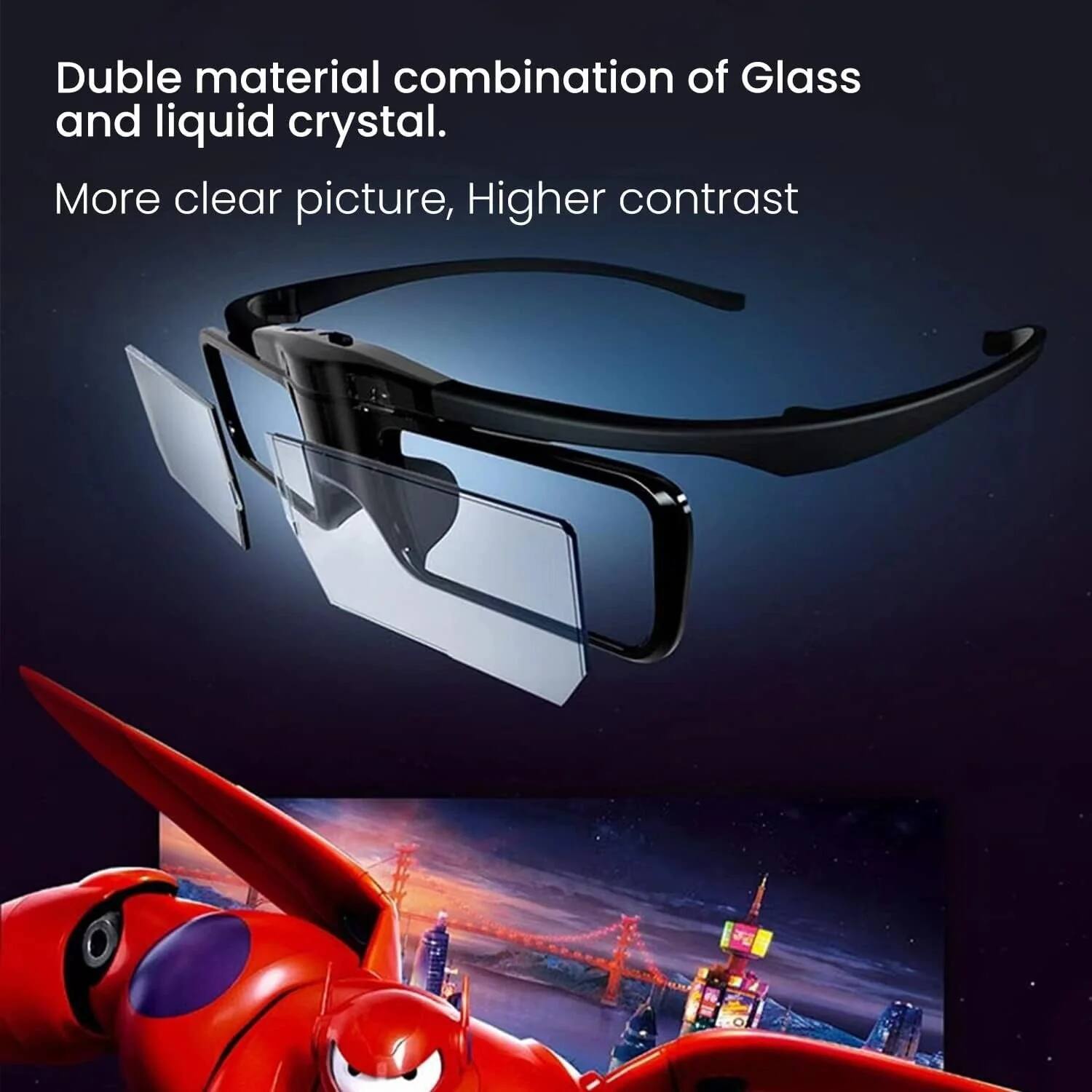 Double material combination of Glass and liquid crystal.  
More clear picture, Higher contrast