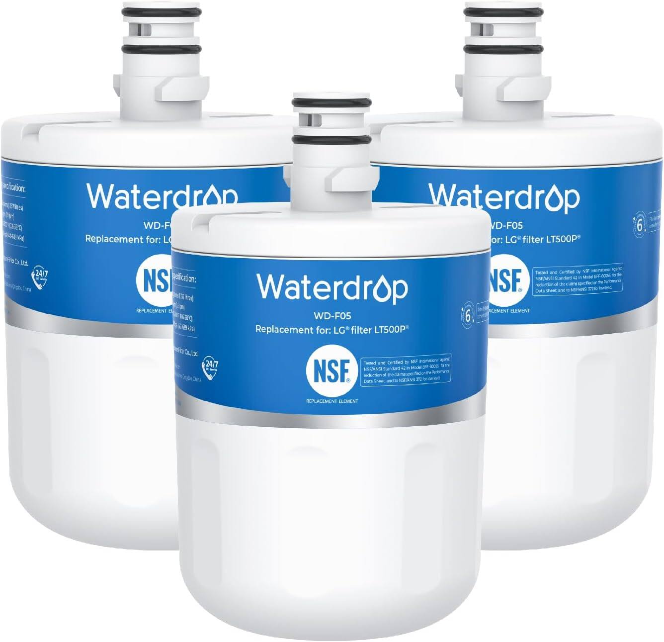 Waterdrop - WD-LT500P-3 Refrigerator Water Filter 3-Pack - White