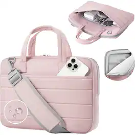 LUGGEX - Back to School Messenger Bag for College, 15/16 Inch Laptop Sleeve with Shoulder Strap - LTX02 - Pink