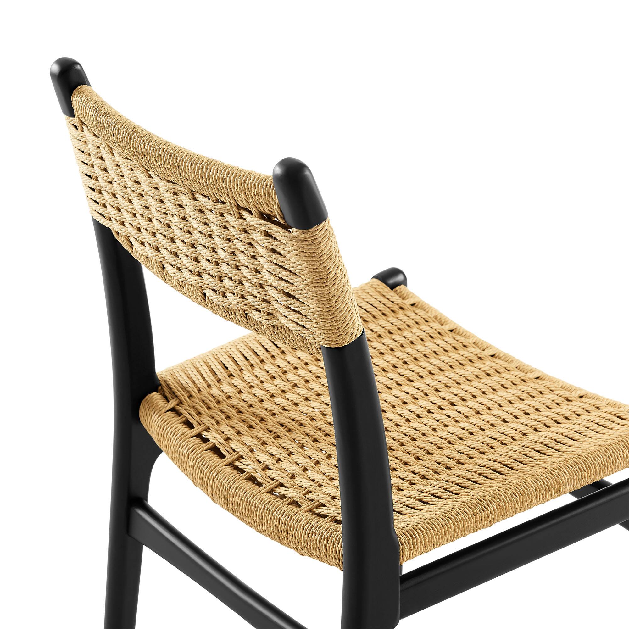 Alt View 5. Modway - Wynn Rope and Wood Dining Side Chairs Set of 2 by Modway - Brown.