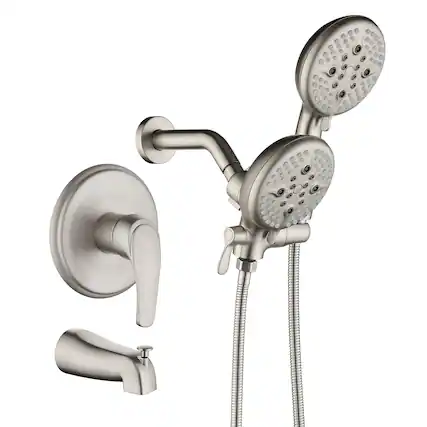 Front. Boyel Living - Brushed Nickel Shower Set with Five Function Rain Shower and Handheld Shower and cUPC Pressure Balance Valve - Brushed Nickel.