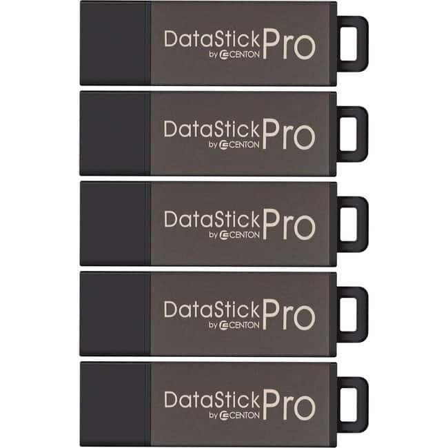 Centon - MP VALUEPACK USB 2.0 DATASTICK PRO (GREY), 16GB, 5PACK BULK - Gray