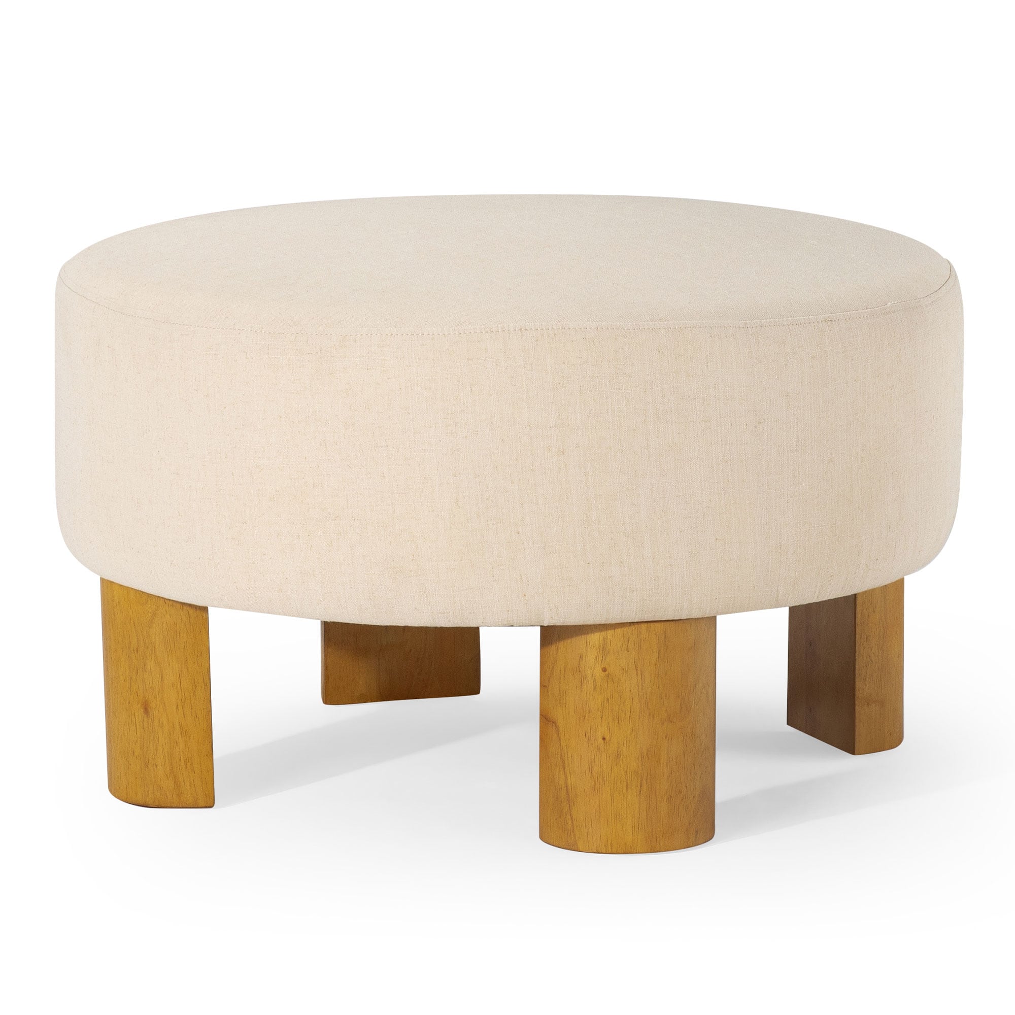 Maven Lane - Celia Contemporary Upholstered Ottoman w/ Wood Finish - Refined Natural