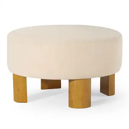 Front. Maven Lane - Maven Lane Celia Contemporary Upholstered Ottoman w/ Refined Natural Wood Finish - Refined Natural.