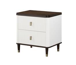 Tiramisubest - Walnut Night Stand with USB Port and Smooth-Glide Drawer - White