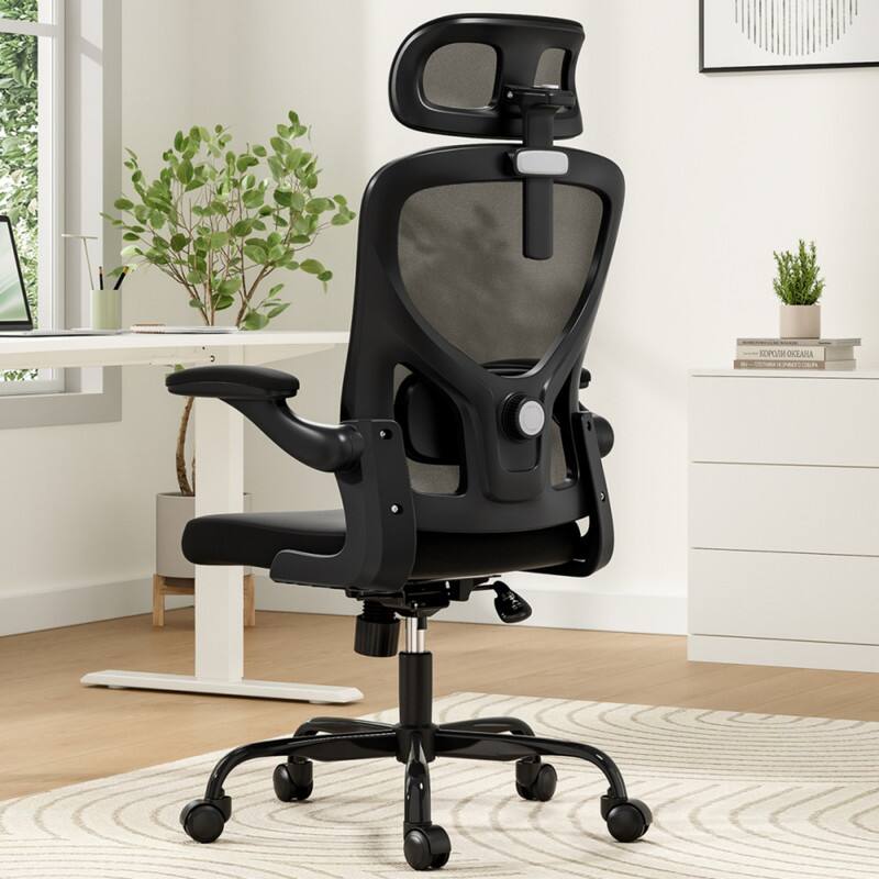 Alt View 6. Halitaa - Ergonomic Office Chair, Home Office Desk Chair with Headrest with Armrests and Adjustable Lumbar Support for Office,Game - Black.