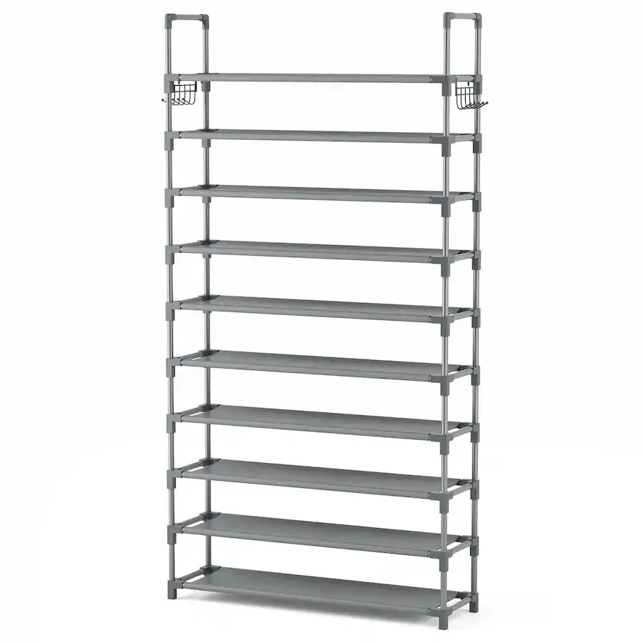 Dazzed Corner 10 Tier Shoe Rack Tall Large Capacity 50 Pair Wide Shoe ...