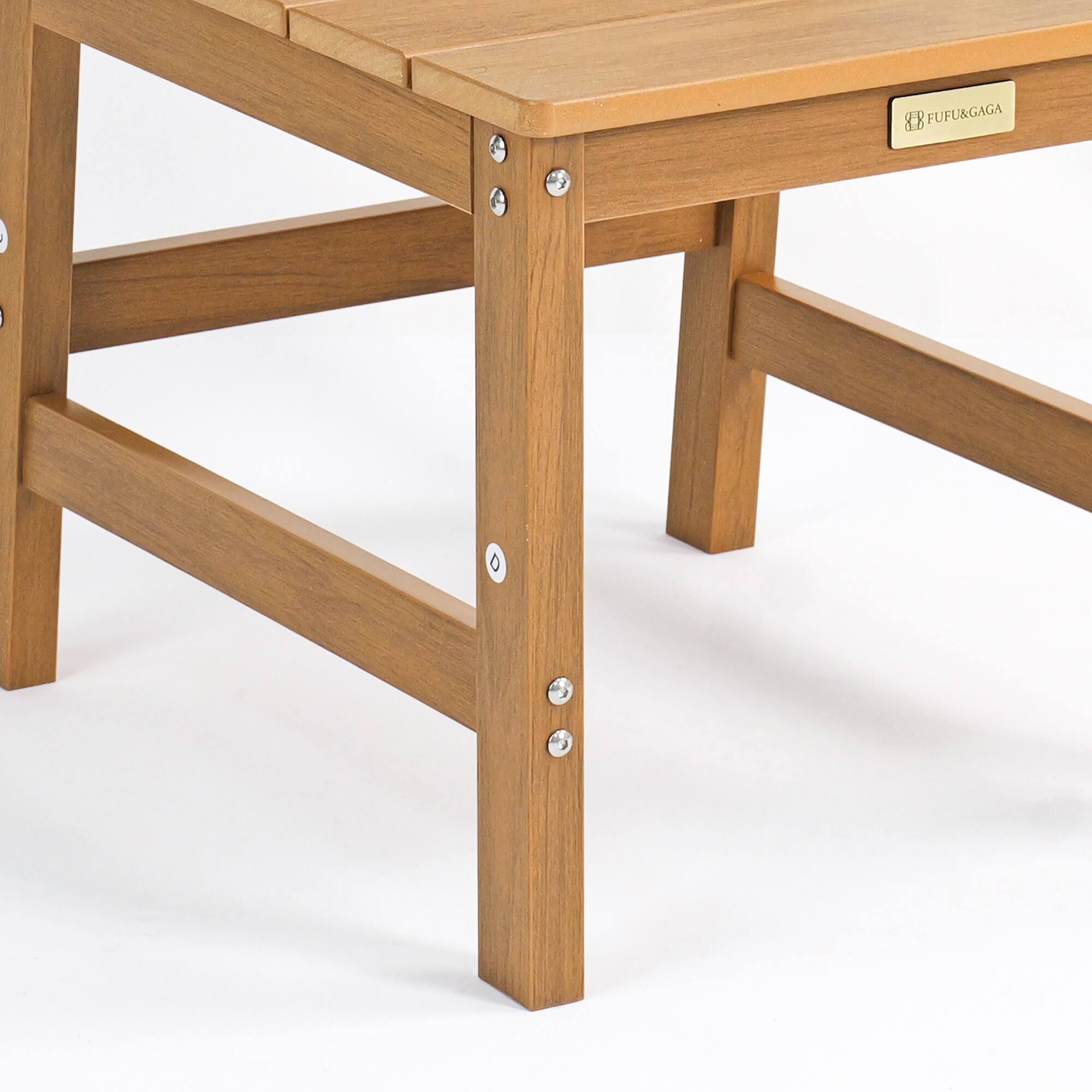 Alt View 6. Famapy - Pairs of Teak-Style Outdoor Patio Dining Chair HDPS Aluminum Frame, Weatherproof & Low-Maintenance for Garden Poolside - Wooden.