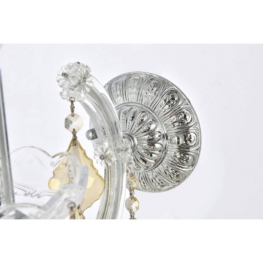 Alt View 2. Elegant Lighting - Maria Theresa 1 light Chrome Wall Sconce Golden Teak (Smoky) Royal Cut Crystal - Chrome.
