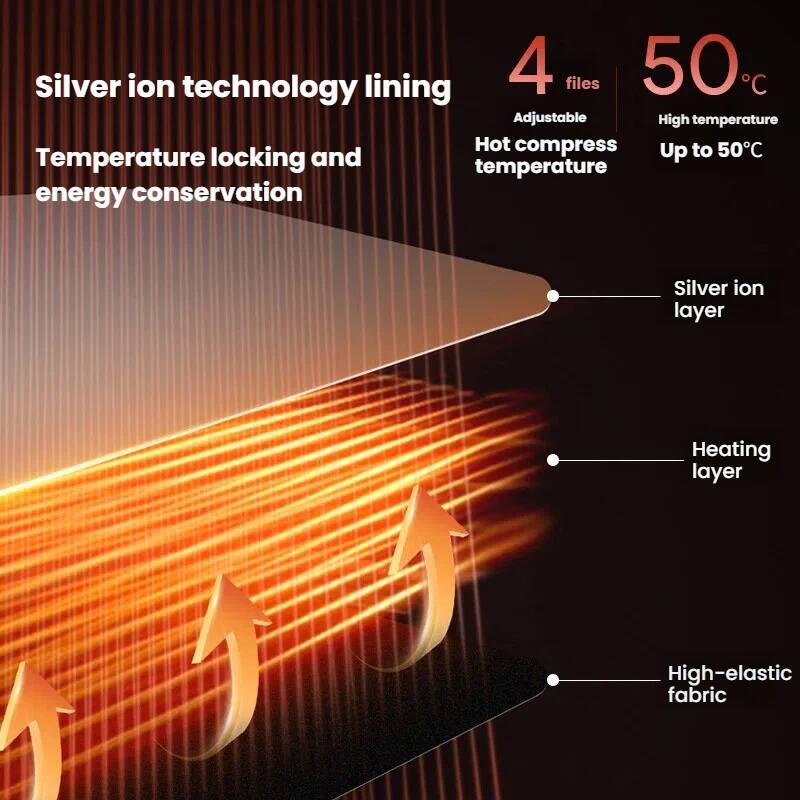 Silver ion technology lining  
Temperature locking and energy conservation  

4 files  
Adjustable hot compress temperature  

50°C  
High temperature up to 50°C  

Silver ion layer  
Heating layer  
High-elastic fabric